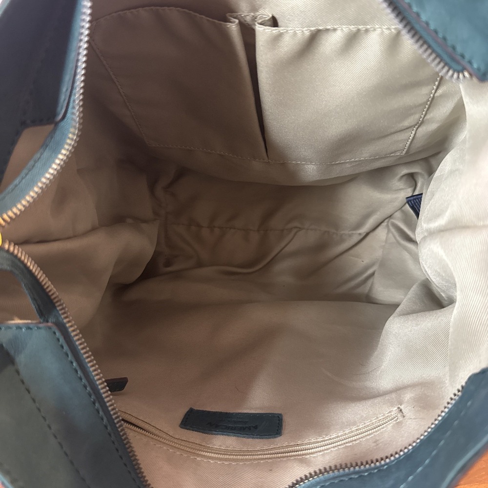 Sold Out Teal American Leather Co. Summit Large Zip-Top Leather & Suede Hobo - Picture 8 of 8